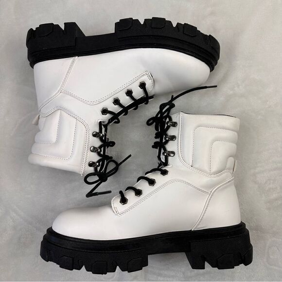 Yoki white combat boots size 10 - Picture 2 of 10